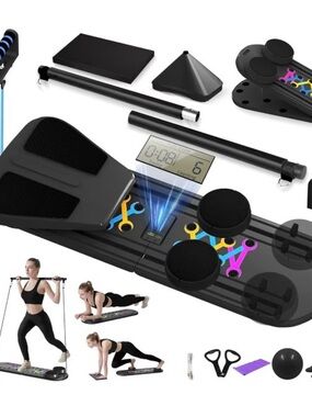Black Foldable Pilates Reformer Board – Portable Home Workout Trainer